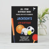 Bewerkbare All-Star Boys Athletic Party Uitnodigen Kaart (Staand voorkant)