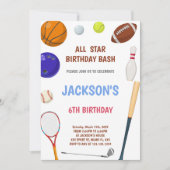 Bewerkbare All-Star Boys Athletic Party Uitnodigen Kaart (Voorkant)