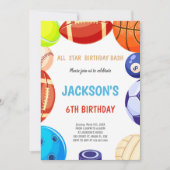 Bewerkbare All-Star Multi-Sport Party Uitnodiging (Voorkant)