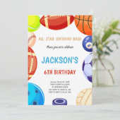 Bewerkbare All-Star Multi-Sport Party Uitnodiging (Staand voorkant)