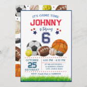 Bewerkbare All Star Sports verjaardagsfeestuitnodi Kaart (Voorkant / Achterkant)