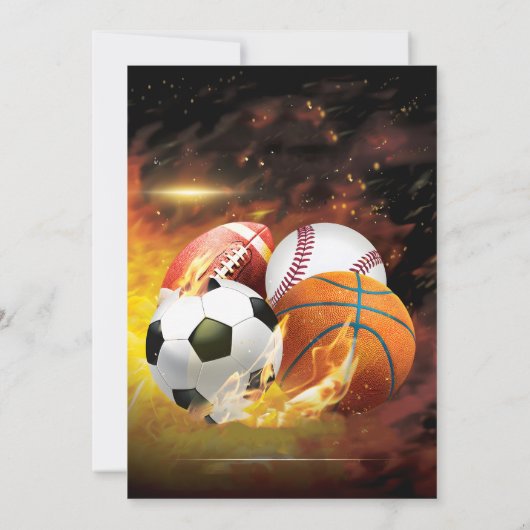 Bewerkbare All Star Sports verjaardagsuitnodiging Kaart (Achterkant)