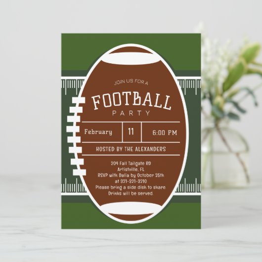 Bewerkbare Amerikaanse Football Party Kaart (Staand voorkant)