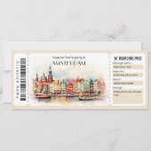 Bewerkbare Amsterdam Boarding Pass Vliegticket Kaart (Voorkant)