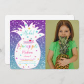Bewerkbare ananas verjaardag foto uitnodiging (Voorkant / Achterkant)