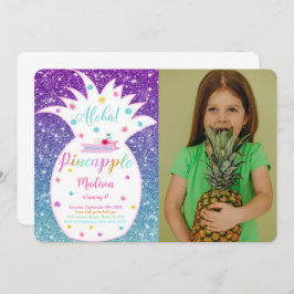 Bewerkbare ananas verjaardag foto uitnodiging