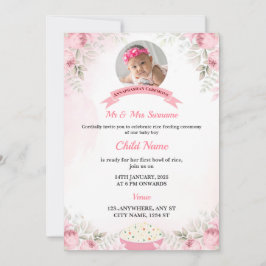 Bewerkbare Annaprashan Invitation Kaart Girl