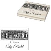 Bewerkbare Antiek boeken op een plank Ex Libris Rubberstempel (Gestempeld)