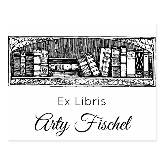 Bewerkbare Antiek boeken op een plank Ex Libris Rubberstempel (Afrduk)
