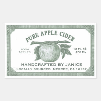 bewerkbare appelcider-label groen rechthoekige sticker