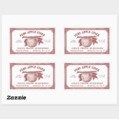  bewerkbare appelcider-label rood rechthoekige sticker (Vel)