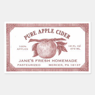 bewerkbare appelcider-label rood rechthoekige sticker