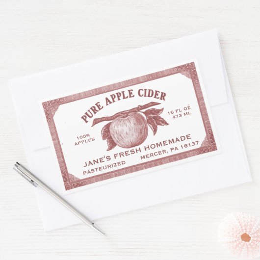 bewerkbare appelcider-label rood rechthoekige sticker (Envelop)