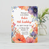 Bewerkbare aquarel bloemen verjaardag kaart (Staand voorkant)