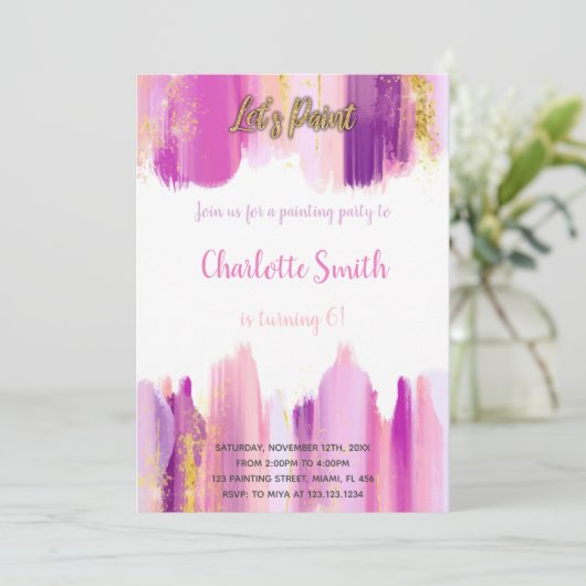 Bewerkbare Artistic Party Kaart (Staand voorkant)