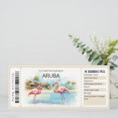 Bewerkbare Aruba Vliegticket Boarding Pass Kaart (Staand voorkant)