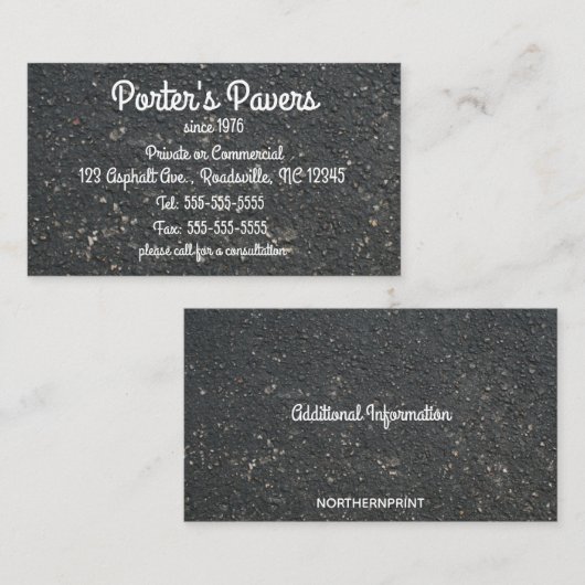 Bewerkbare asfaltpavers visitekaartje (Voorkant / Achterkant)