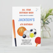 Bewerkbare Athletic Party-uitnodiging voor jongens Kaart (Staand voorkant)