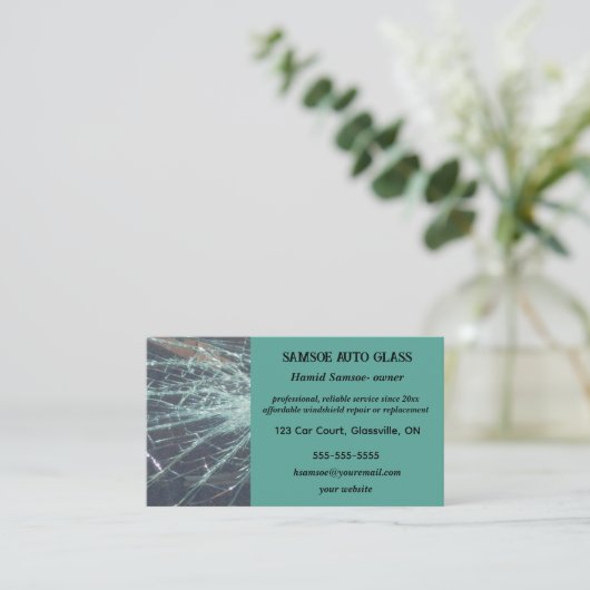 Bewerkbare Auto Glass Reparatie en Vervanging Bedr Visitekaartje (Staand voorkant)