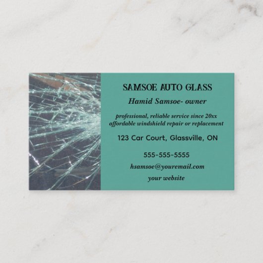Bewerkbare Auto Glass Reparatie en Vervanging Bedr Visitekaartje (Voorkant)