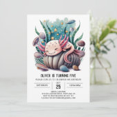 Bewerkbare Axolotl Verjaardag Kaart (Staand voorkant)
