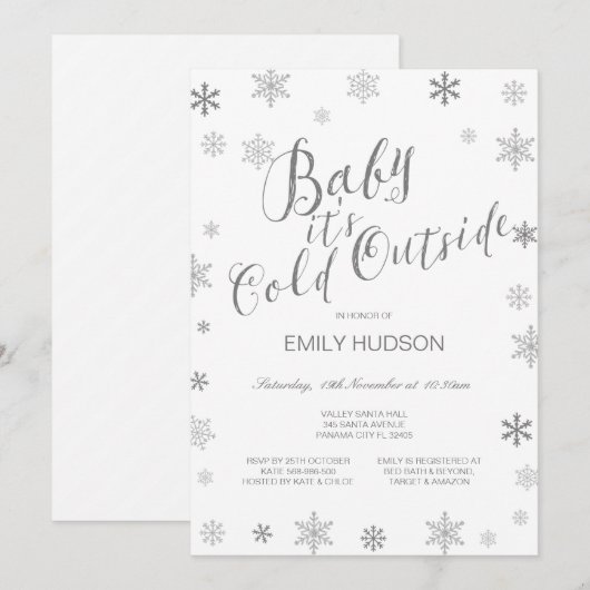 Bewerkbare Baby Het Is Koud Buiten Baby Shower Kaart (Voorkant / Achterkant)