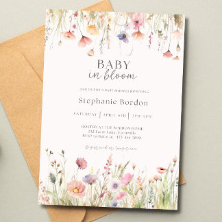 Bewerkbare Baby in Bloom Baby shower Invitation, W Kaart