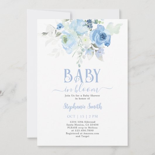 Bewerkbare Baby in Bloom Boy Baby shower Kaart (Voorkant)