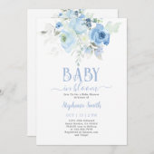 Bewerkbare Baby in Bloom Boy Baby shower Kaart (Voorkant / Achterkant)