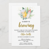 Bewerkbare Baby is Brouwen Baby shower Invitation Kaart (Voorkant / Achterkant)