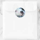 Bewerkbare Baby Pitbull White Puppy Ronde Sticker (Tas)