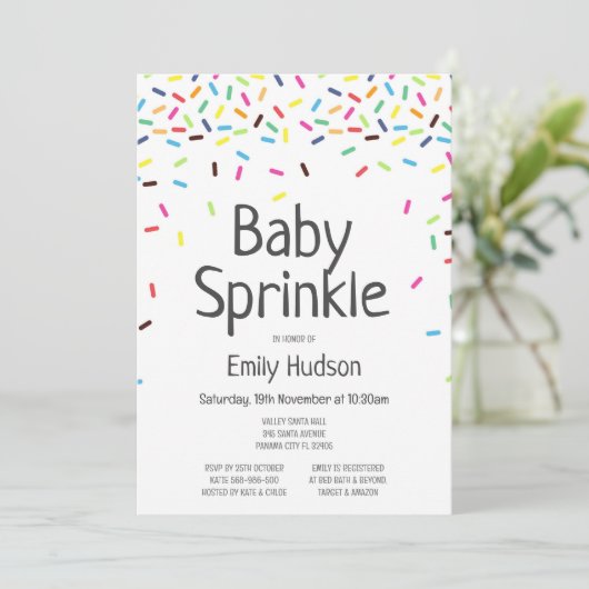 Bewerkbare Baby Sprinkle Ijs Uitnodiging (Staand voorkant)