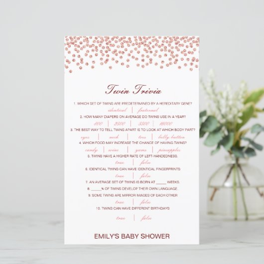 Bewerkbare Baby Tweeling Trivia Baby Shower met An (Staand voorkant)