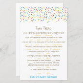 Bewerkbare Baby Twin Trivia Baby Shower met Antwoo (Voorkant / Achterkant)