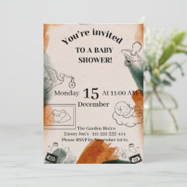 Bewerkbare babyshower uitnodiging | Minimalistisch