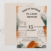 Bewerkbare babyshower uitnodiging | Minimalistisch (Voorkant / Achterkant)