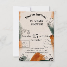 Bewerkbare babyshower uitnodiging | Minimalistisch