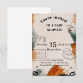 Bewerkbare babyshower uitnodiging | Minimalistisch (Voorkant / Achterkant)