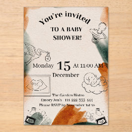 Bewerkbare babyshower uitnodiging | Minimalistisch
