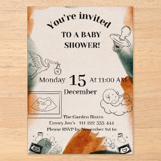 Bewerkbare babyshower uitnodiging | Minimalistisch