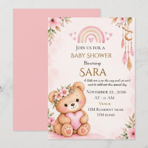 Bewerkbare babyshower-uitnodigingssjabloon kaart