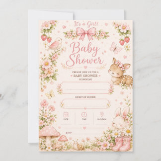 Bewerkbare babyshoweruitnodiging voor meisje | Wat Kaart