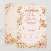Bewerkbare babyshoweruitnodiging voor meisje | Wat Kaart (Voorkant / Achterkant)