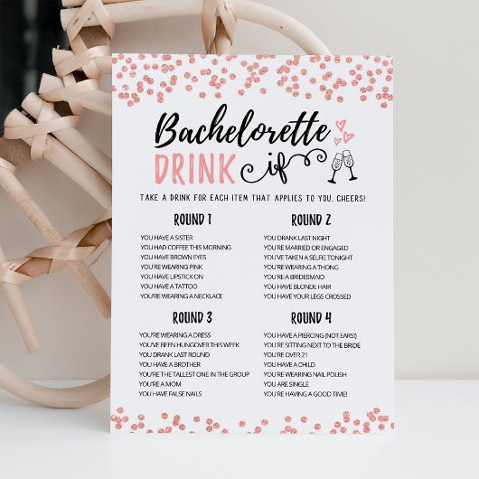 Bewerkbare Bachelorette DRINK IF Hen Party Game Ka Kaart