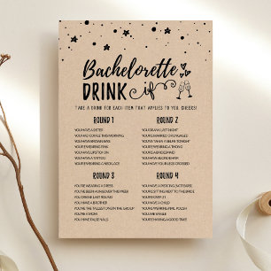 Bewerkbare Bachelorette DRINK IF Hen Party Game Ka Kaart