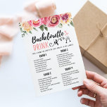Bewerkbare Bachelorette DRINK IF Hen Party Game Ka Kaart<br><div class="desc">Koop dit bewerkbare spel en geniet van een hoge kwaliteit Drink als spel voor uw evenement! Dit is een spel sjabloon,  U kunt de vragen veranderen zoals u wenst! Bloemen ontwerp.</div>
