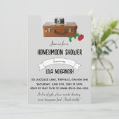 Bewerkbare Bagagecamera en Roos Honeymoon Shower Kaart (Staand voorkant)