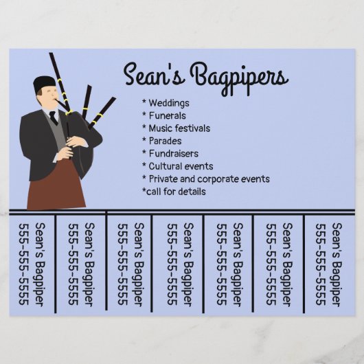 Bewerkbare Bagpipers Telefoonnummer Flyer (Voorkant)