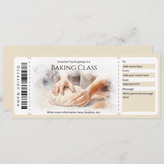 Bewerkbare bakcursus cadeaubon sjabloon kaart (Voorkant / Achterkant)