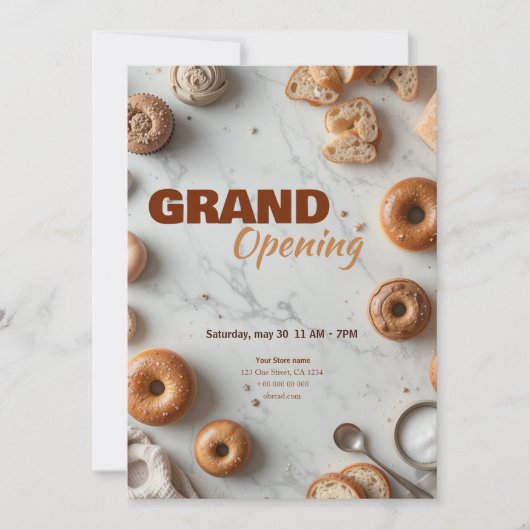 Bewerkbare Bakery Grand Opening Invitation Feestdagenkaart (Voorkant)